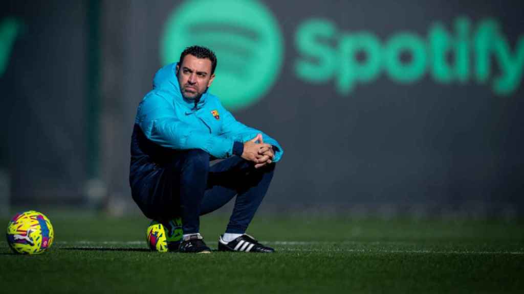 Xavi Hernández, durante el entrenamiento posterior al día de Reyes / FCB