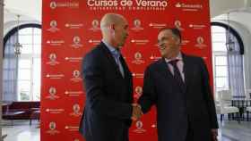 Rubiales, presidente de la RFEF y Tebas, de la Liga en un acto público / EFE