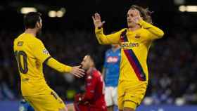 Griezmann celebra con Messi su gol ante el Nápoles | FCB