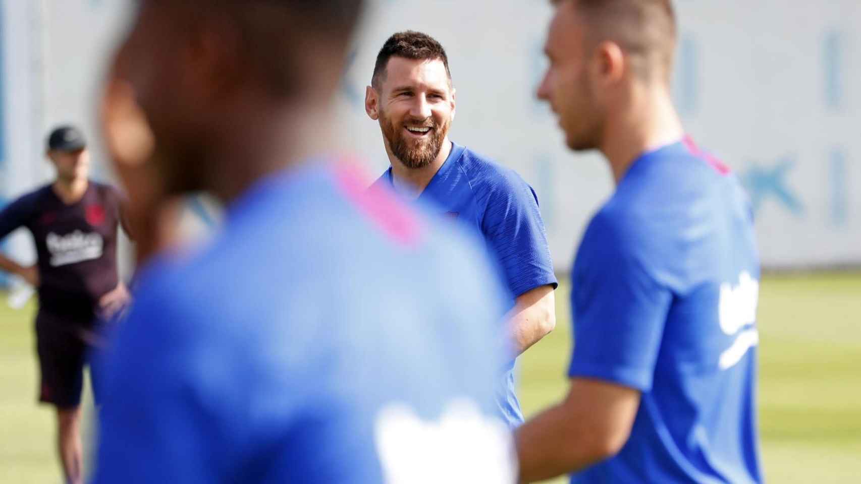 Leo Messi en un entrenamiento del Barça previo al Villarreal / FC Barcelona