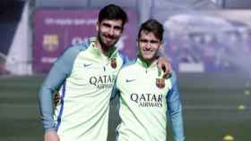 Una foto de André Gomes y Denis Suárez durante un entrenamiento del Barça / FCB