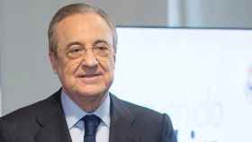 El presidente del Real Madrid, Florentino Pérez, durante un acto en el Bernabéu / EFE