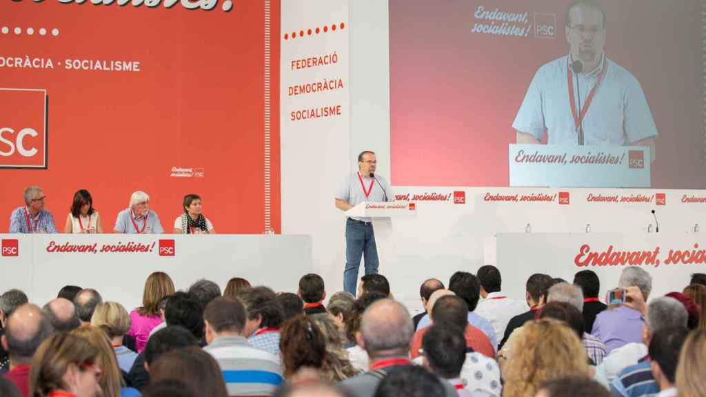 Manuel Brinquis durante su intervención en el congreso extraordinario del PSC de 2014 / PSC