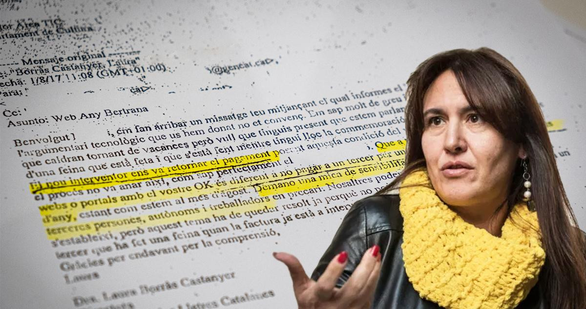 E-mail enviado por Laura Borràs al CTTI sobre un contrato 'a dedo' y fraccionado / FOTOMONTAJE DE CG