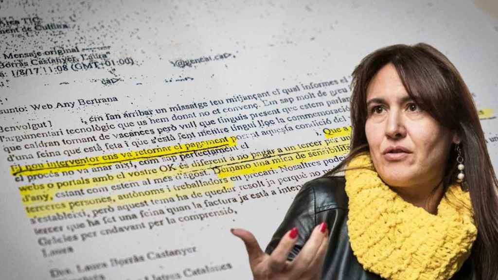 E-mail enviado por Laura Borràs al CTTI sobre un contrato 'a dedo' y fraccionado / FOTOMONTAJE DE CG