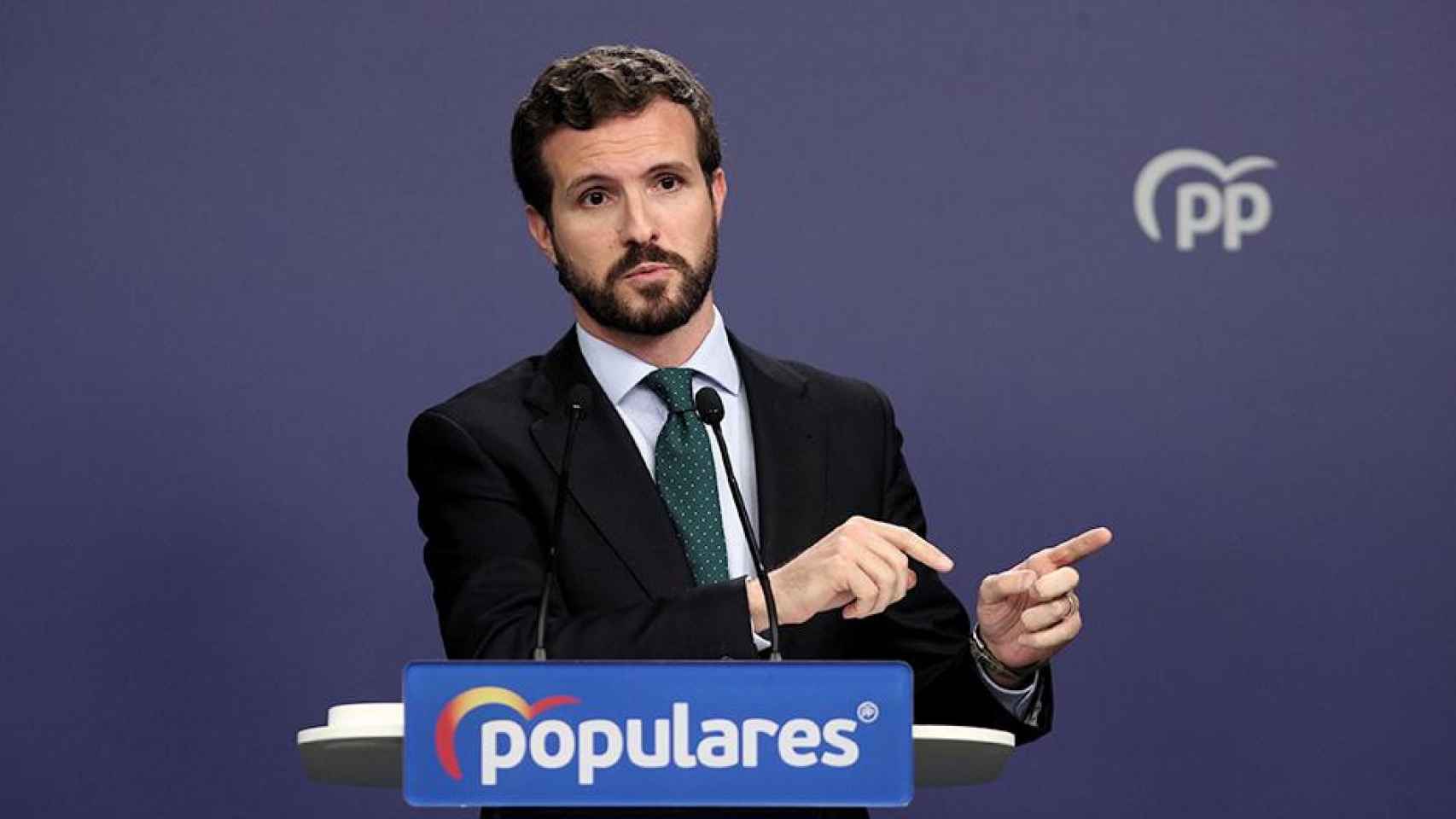 El presidente del PP, Pablo Casado, en rueda de prensa tras finalizar la reunión del comité ejecutivo nacional del Partido Popular / EP