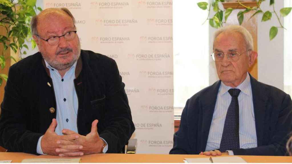 Mariano Gomá y Salvador Sánchez Terán, de Foro España, esta mañana en Madrid