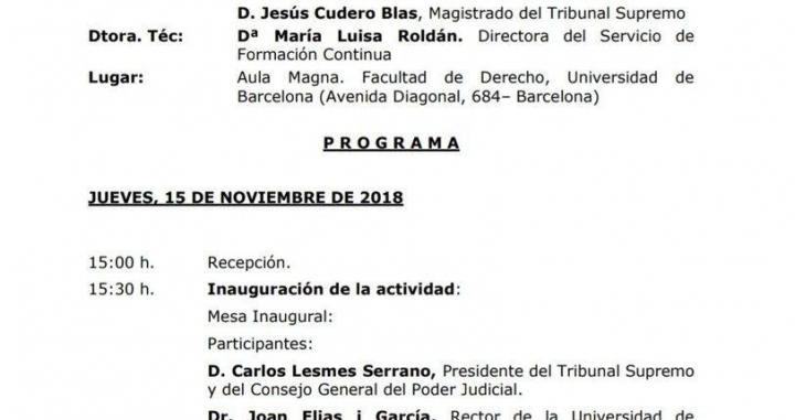 Programa inaugural de las jornadas en la UB