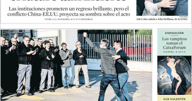 Portada de 'La Vanguardia' del 14 de febrero de 2020