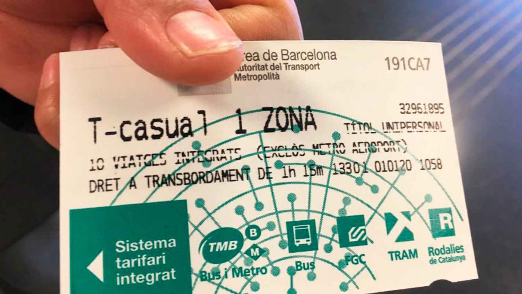 Imagen de la T-Casual, uno de los nuevos abonos de transporte para viajar por Barcelona y so conurbación / BTV