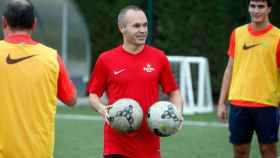 Andrés Iniesta, durante el evento #Iniestaporundía, organizado por el FC Barcelona y Estrella Damm / CG