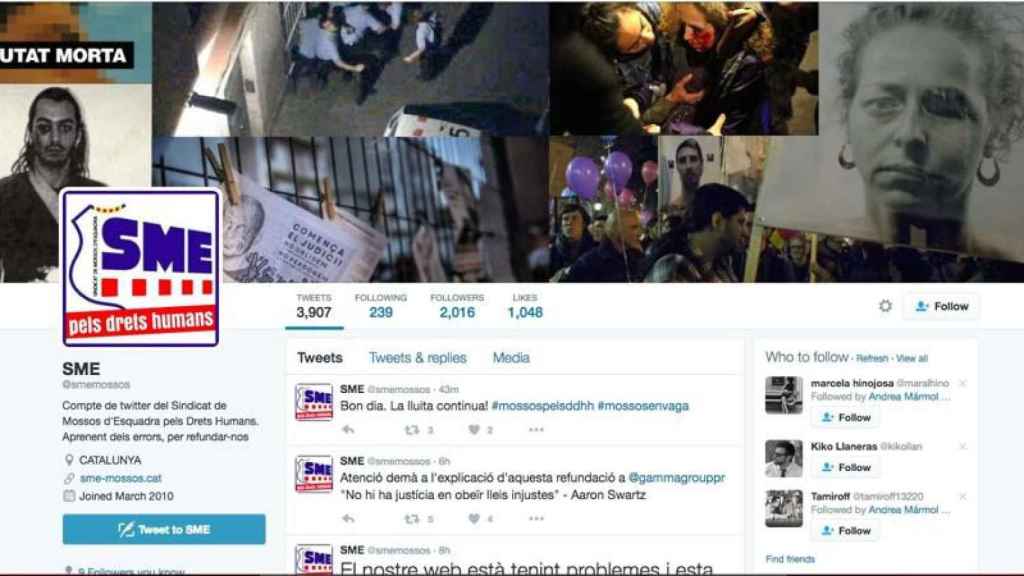 La cuenta de Twitter del Sindicato de Mossos d'Esquadra ha sido 'hackeada'.