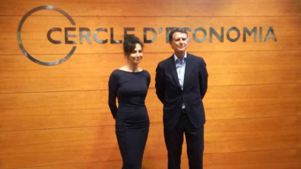 Rosa Cañadas y Jaume Guardiola, antes de su debate en el Círculo de Economía / CG