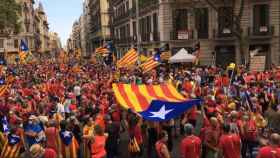 Asistentes a una manifestación independentista convocada por la ANC con motivo de la Diada / ANC