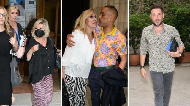 Las hermanas Campos, Rosa Benito y Antonio David Flores arropan a Elio Valderrama en el funeral de Jesús Mariñas / EP