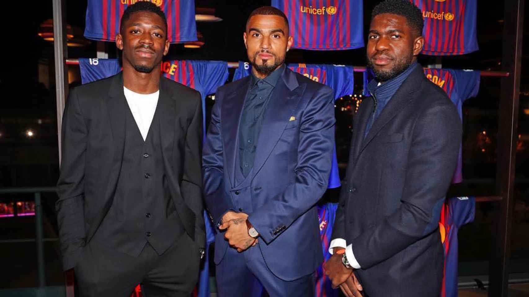 Boateng y Dembelé posan con la equipación del FC Barcelona / INSTAGRAM