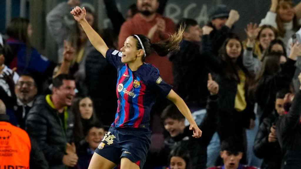 Aitana celebra un gol en la Champions League contra el Bayern de Múnich / EFE