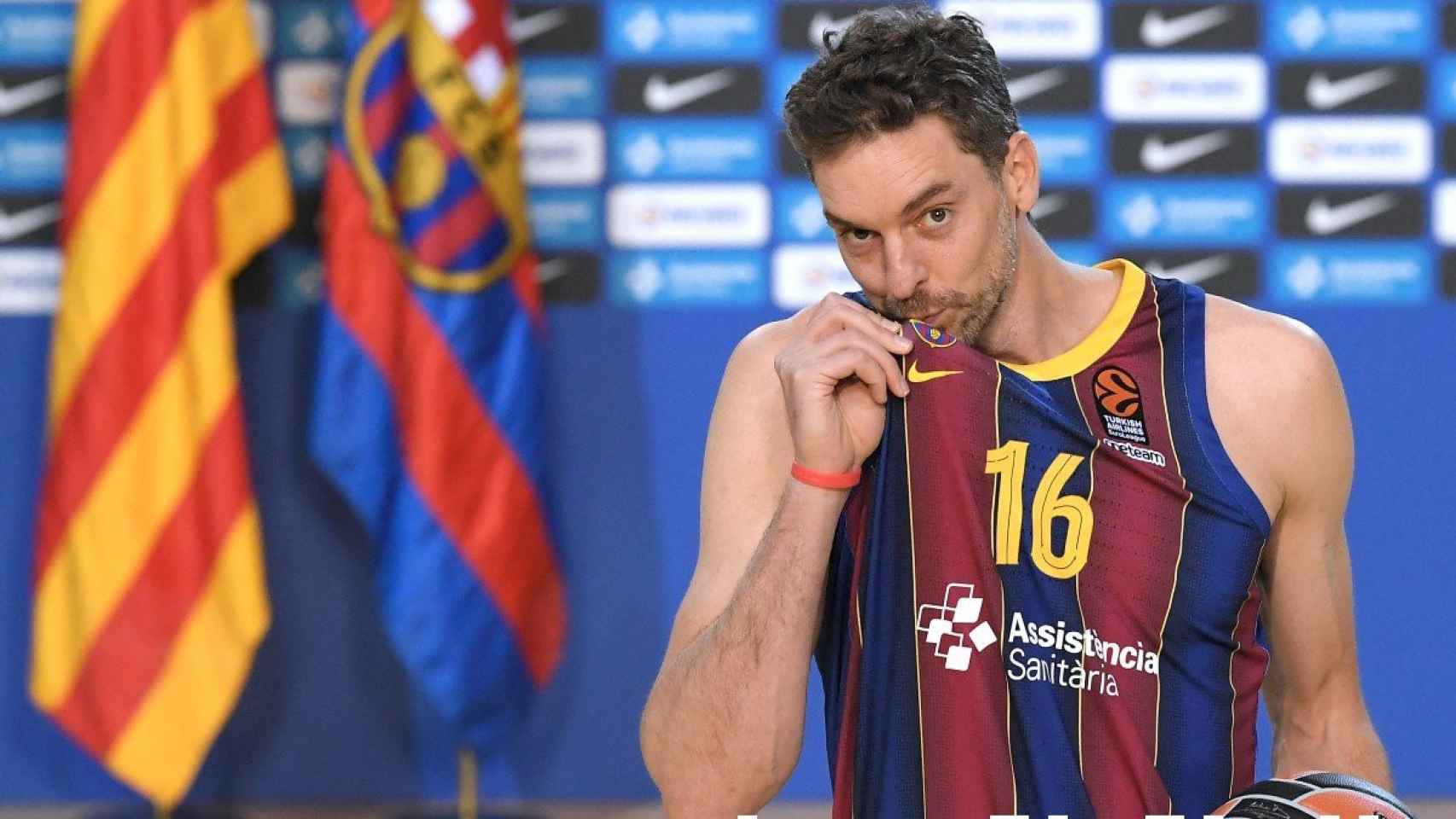 Pau Gasol, en su presentación con el Barça / FCB