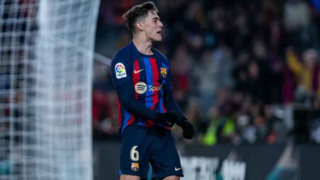 Gavi celebra su gol al Sevilla / FCB