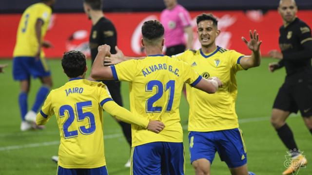 Negredo celebrando un gol en el Cádiz-Barça / EFE