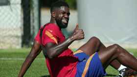 Samuel Umtiti en un entrenamiento del Barça / EFE