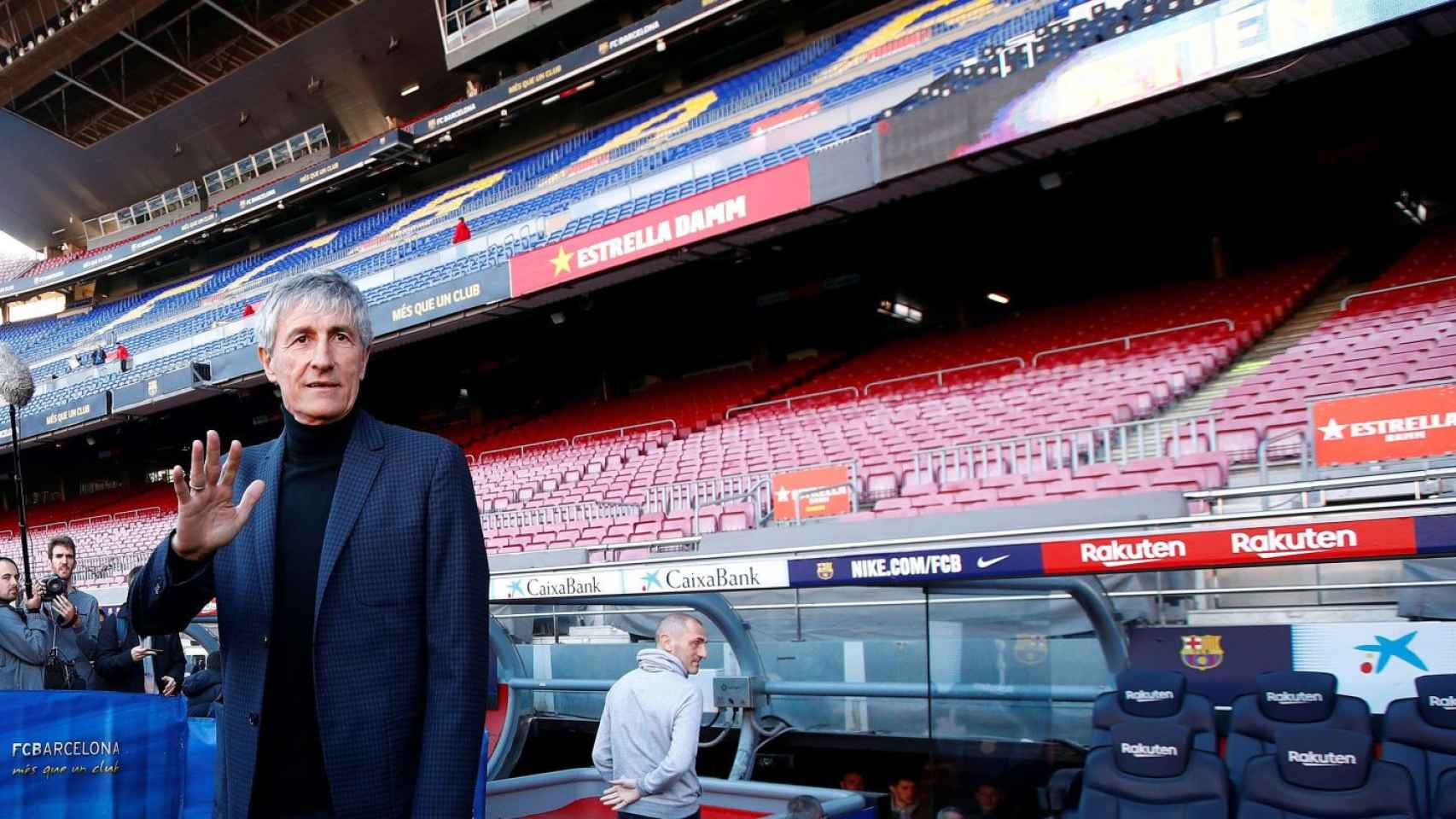 Quique Setién en el Camp Nou / EFE