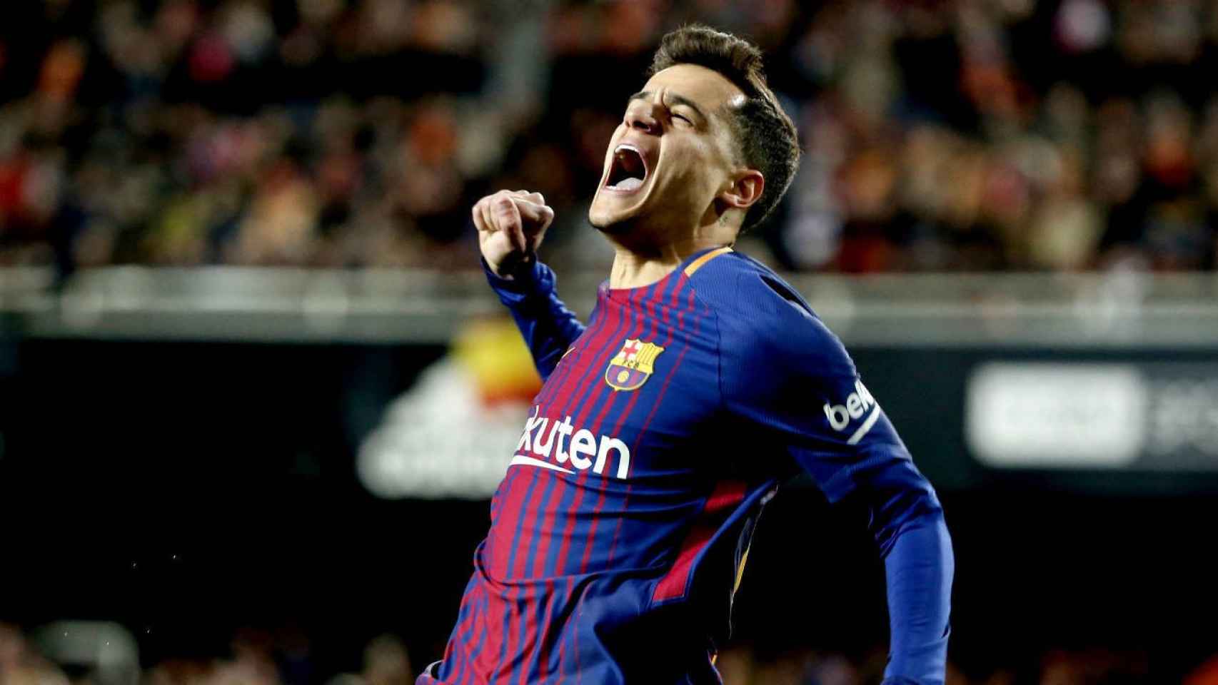 Philippe Coutinho celebra uno de sus goles con el Barça / ARCHIVO