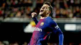 Philippe Coutinho celebra uno de sus goles con el Barça / ARCHIVO