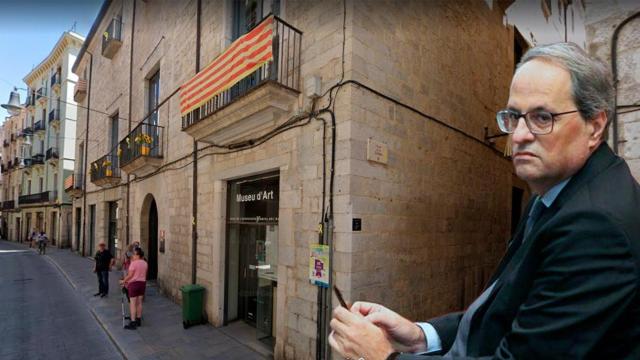 Fotomontaje de Quim Torra junto al edificio donde tenía su sede Amics del Museu d'Art de Girona / PABLO MIRANZO