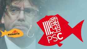 Puigdemont junto a dos peces que representan al PSC y ERC / CG