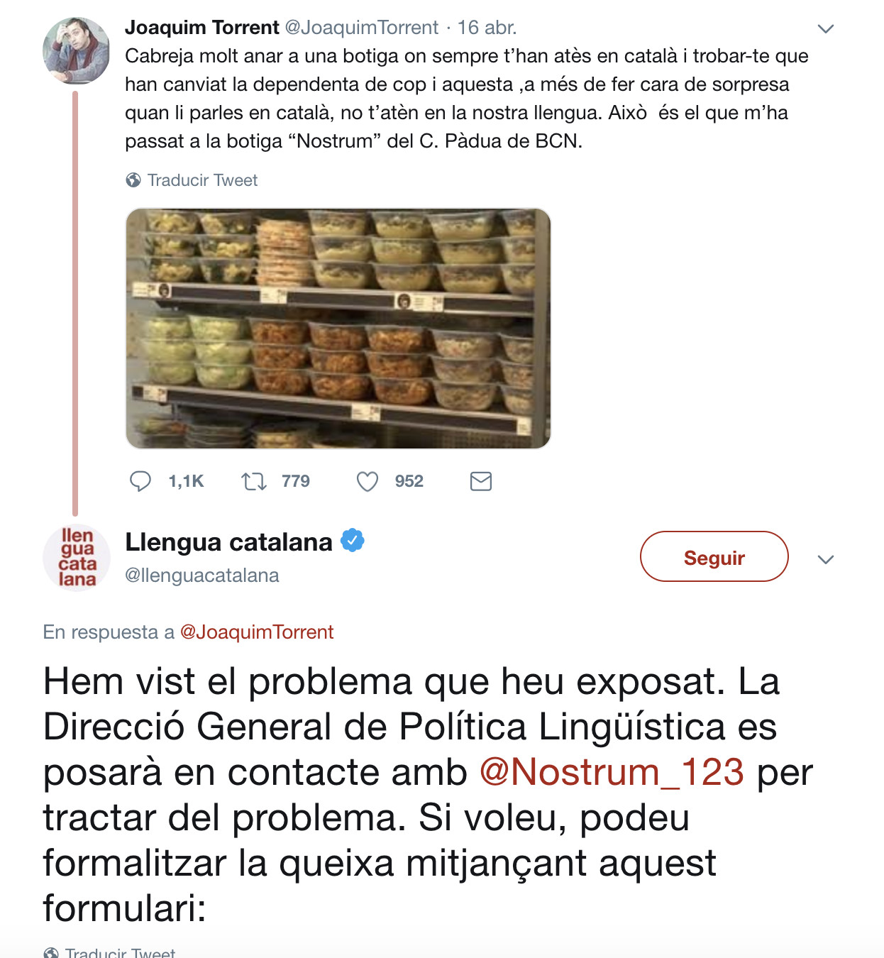 Queja del cliente de Nostrum y respuesta de la Generalitat / CG