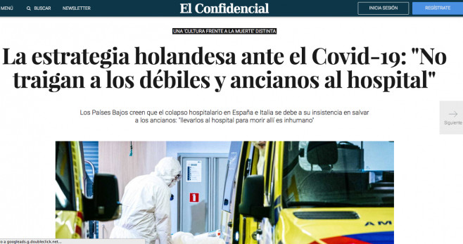 Noticia de 'El Confidencial' del 27 de marzo de 2020