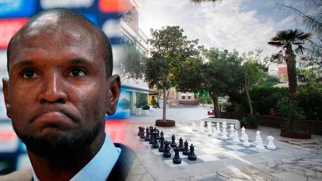 Eric Abidal, director técnico del FC Barcelona y el patio de La Miranda, colegio al que lleva sus hijos / CG