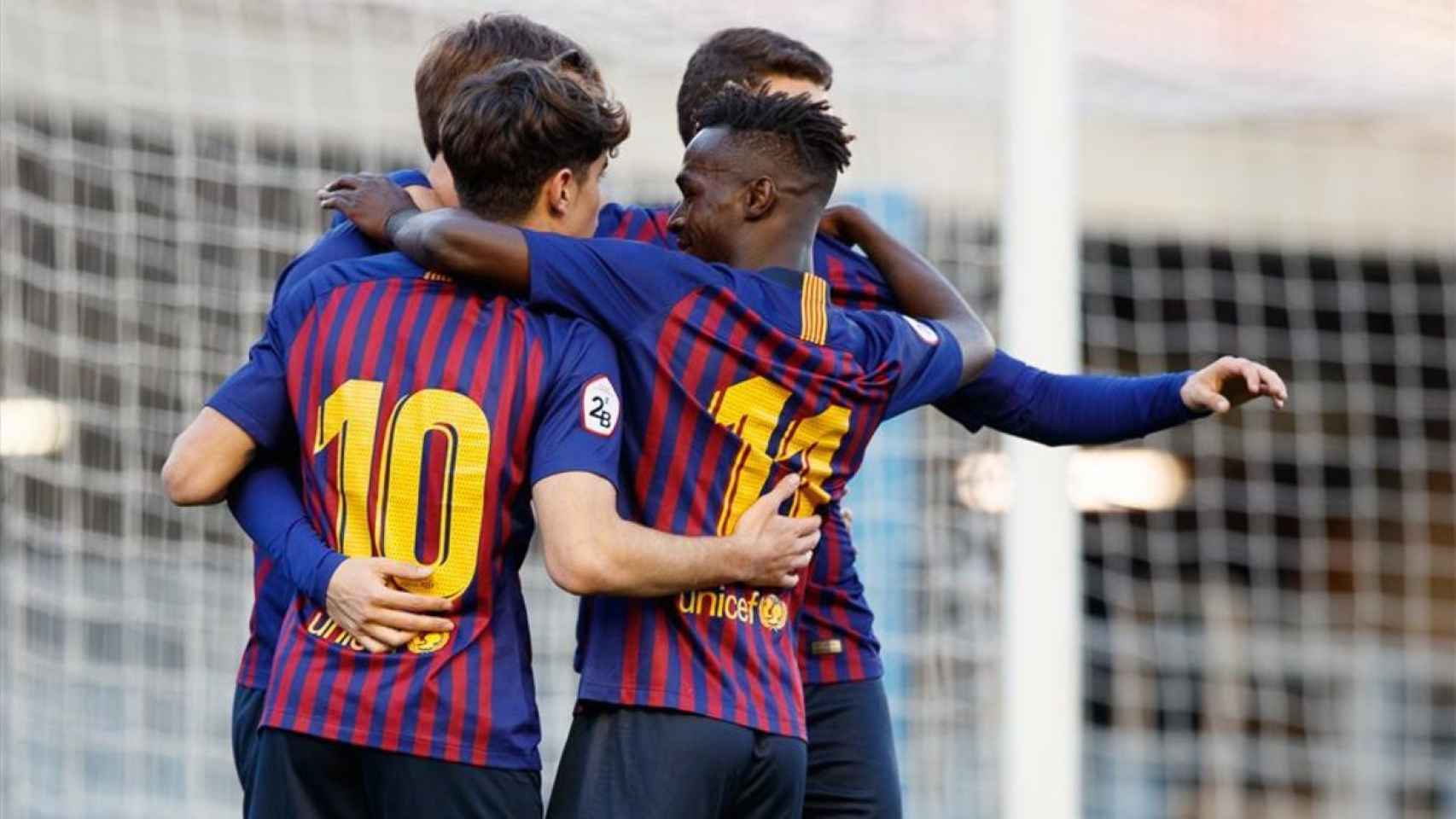 Merveil Ndockyt celebrando el gol del Barça B ante el Llevant Atlètic / EFE