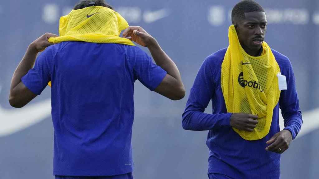 Ousmane Dembelé, durante un entrenamiento con el FC Barcelona / EFE