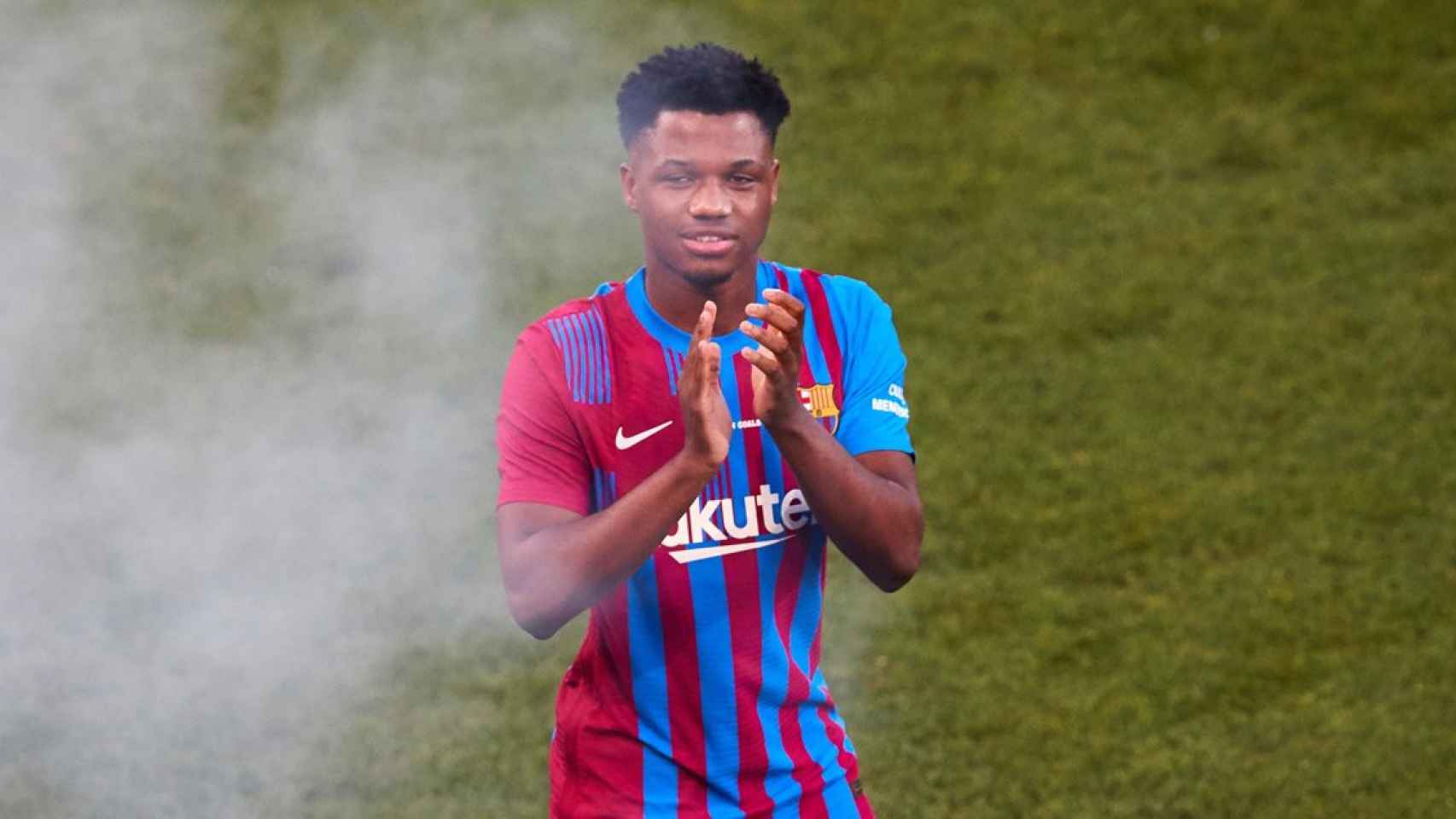 Ansu Fati durante la presentación de la plantilla en el trofeo Joan Gamper / FCB