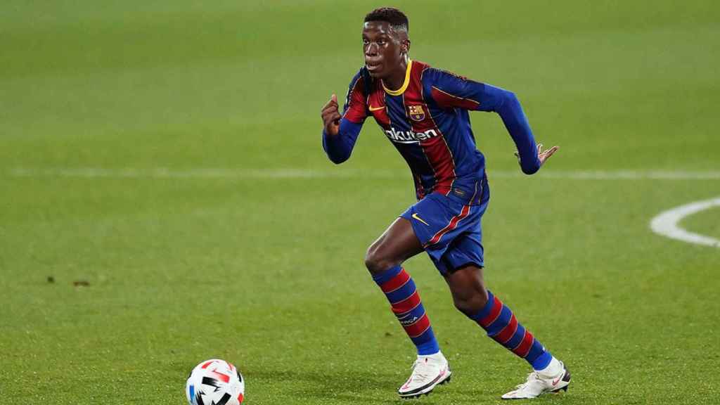 Ilaix Moriba, en un partido con el Barça / EFE