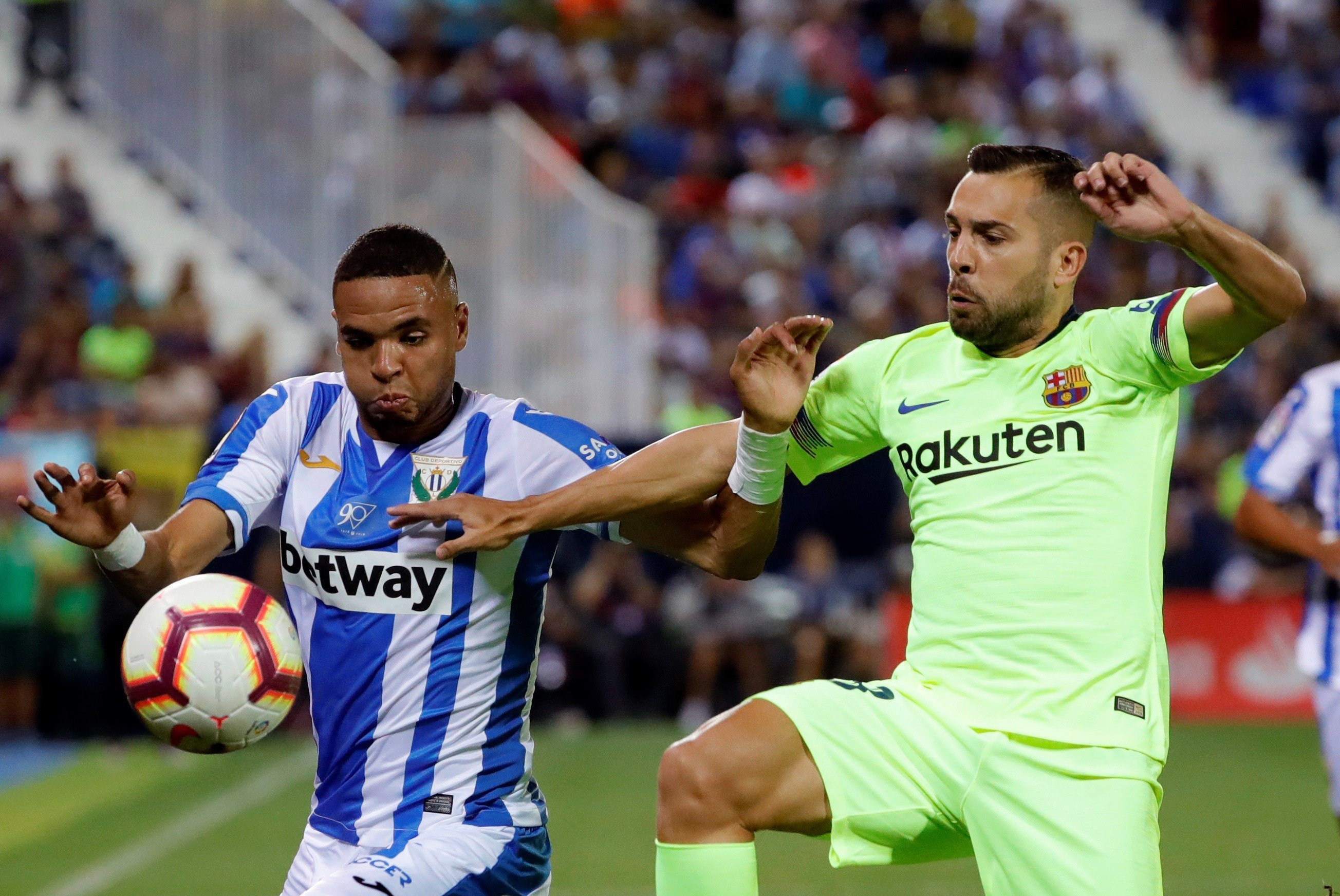 Una foto de Jordi Alba durante el Barça - Leganés / EFE