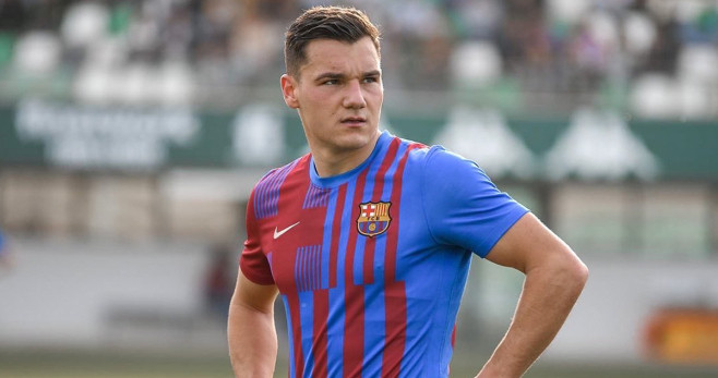 Ferran Jutglà, concentrado, en un partido del Barça B / FCB