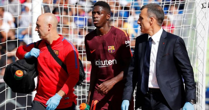 Una foto de Dembelé tras lesionarse ante el Getafe / EE