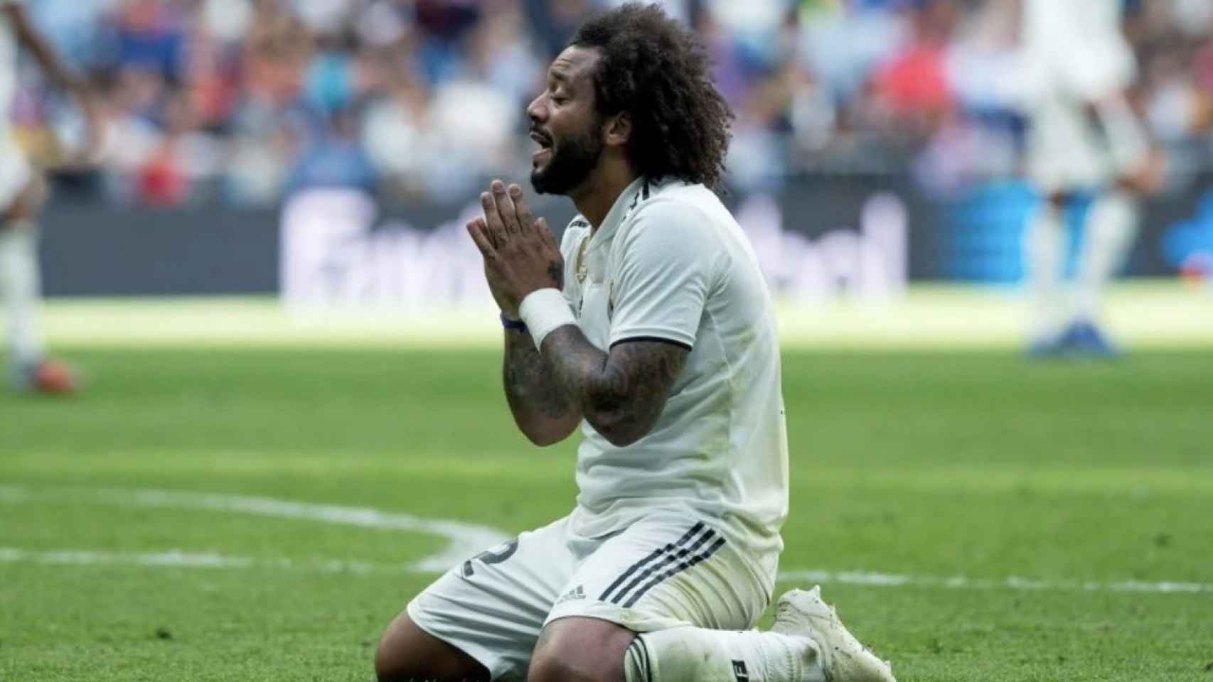 Una foto de Marcelo lamentándose de una ocasión en un partido del Real Madrid / EFE