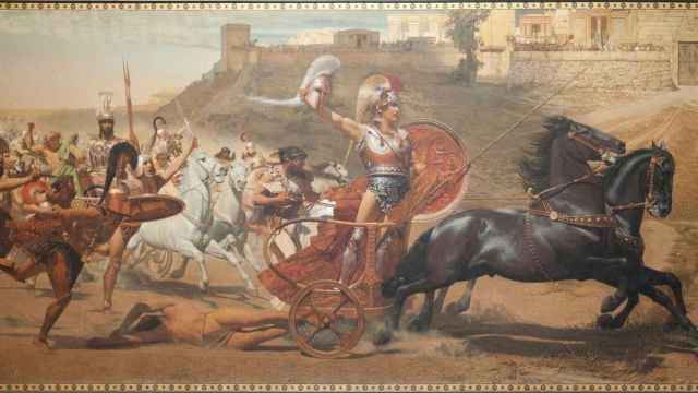 'El triunfo de Aquiles'. Fresco del palacio de Aquileón (Corfú) / FRANZ VON MATSCH