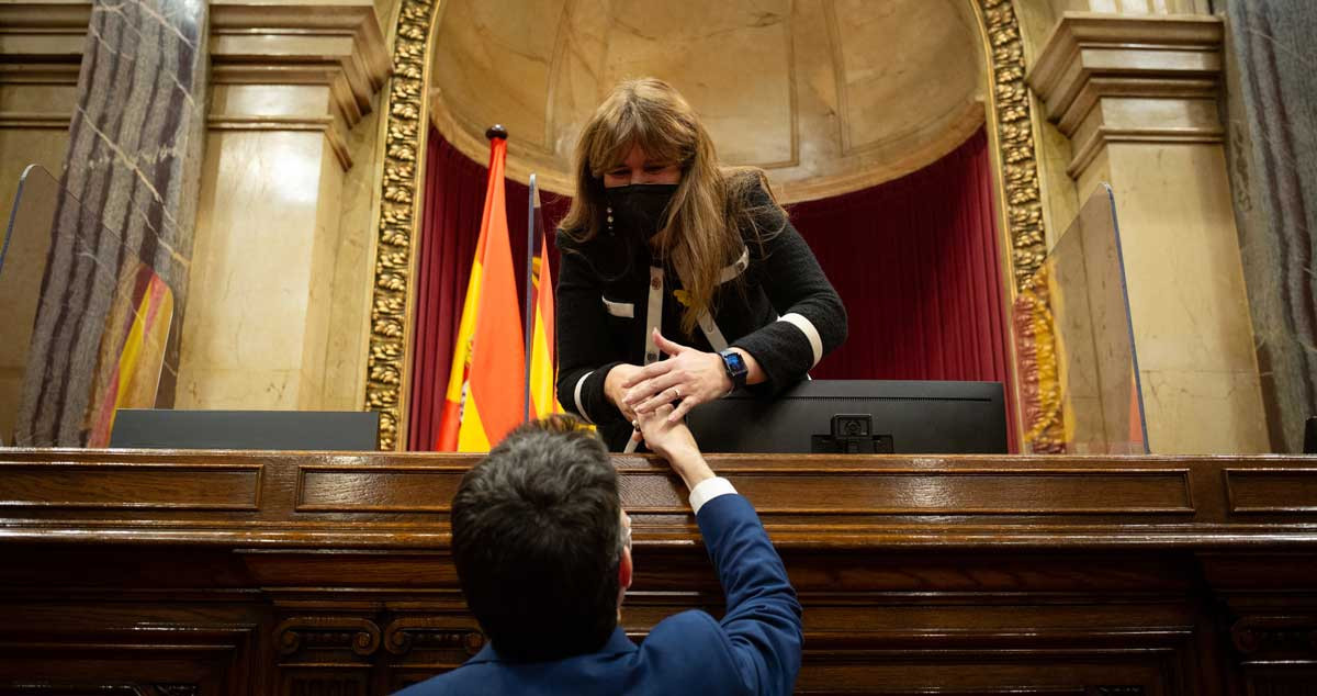 Laura Borràs durante el pleno celebrado este jueves en el Parlament / EUROPA PRESS