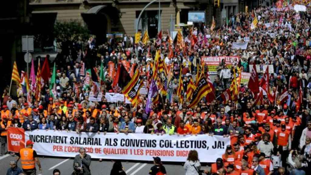 Manifestación del 1 de mayo de 2018 de CCOO y UGT de Cataluña / EFE