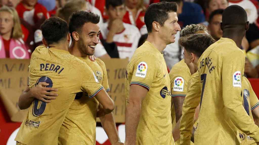 Los jugadores del Barça, celebrando un gol en Liga esta temporada 2022-23 / EFE