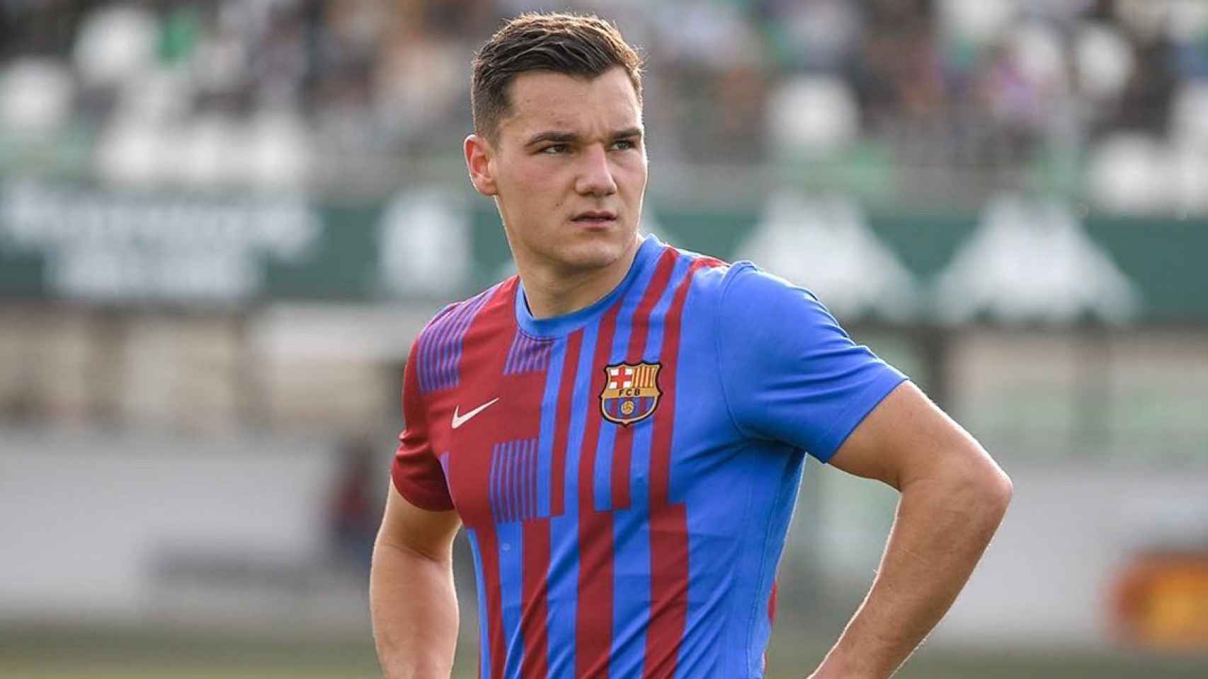 Ferran Jutglà, concentrado, en un partido del Barça B / FCB