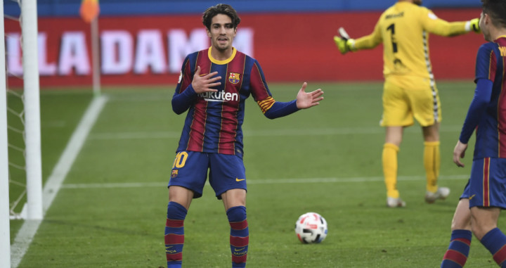 Collado celebrando su gol contra el Llagostera / FC Barcelona