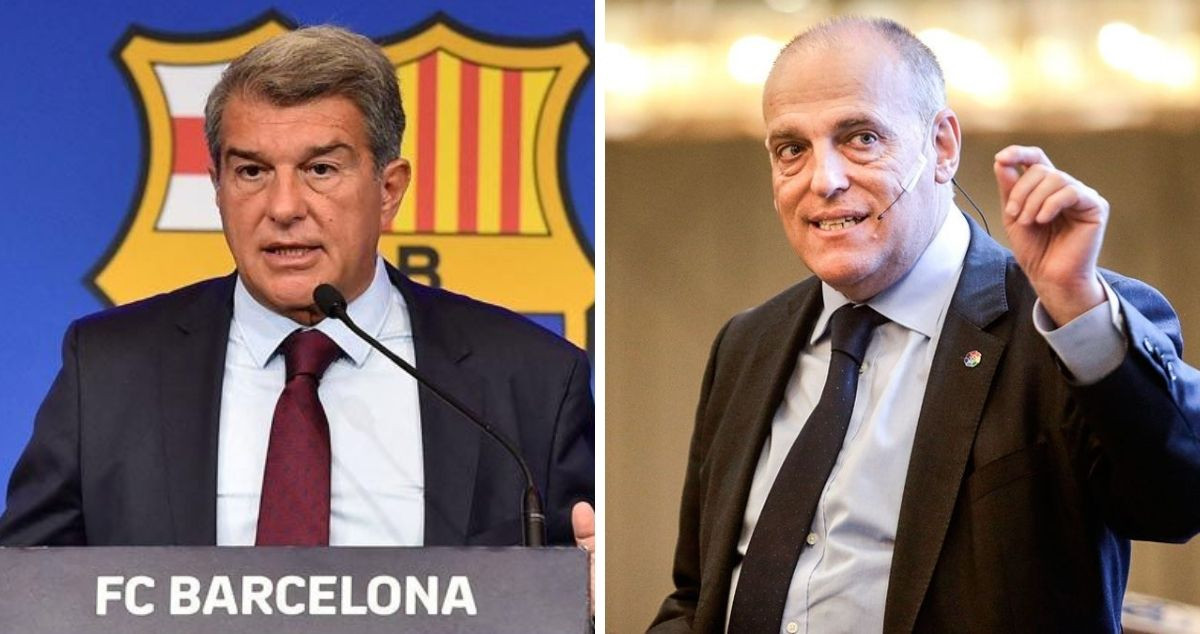 Joan Laporta Barça y Javier Tebas Liga en un fotomontaje / Culemanía