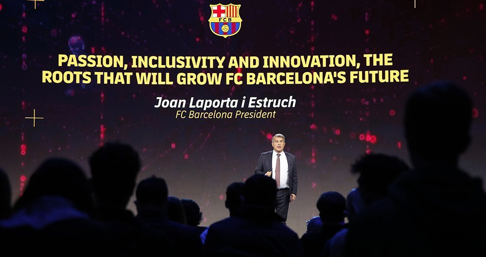 La charla de Joan Laporta, en la jornada inaugural del Mobile World Congress / EFE