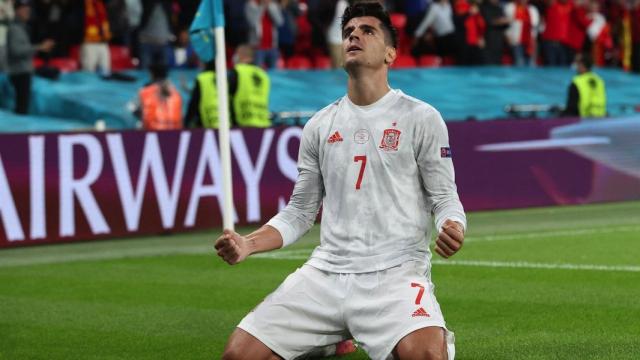 Morata celebrando un gol de España ante Italia / EFE